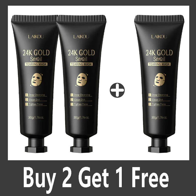 LAIKOU 24K Gold Snail Collagen Peel off Tearing Face Mask Deep Cleansing Remove Blackhead Face Care 50G