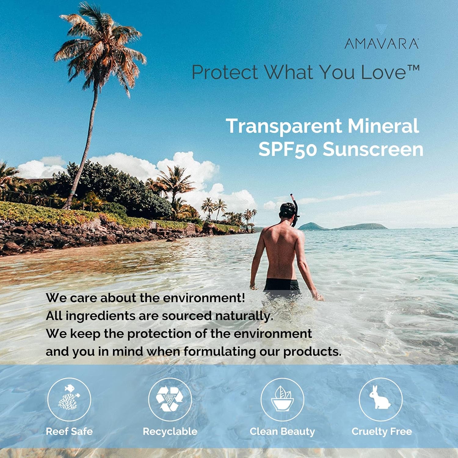 Mineral Transparent Sunscreen Face Stick SPF 50, Reef Safe Sunblock, 22.5% Zinc Oxide Waterproof Sun Screen, Broad Spectrum, Safe for Kids and Sensitive Skin, Vegan, Cruelty Free, 0.6Oz