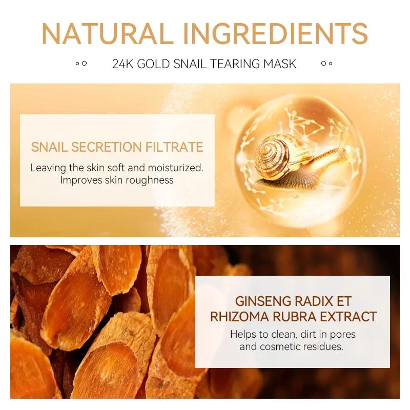 LAIKOU 24K Gold Snail Collagen Peel off Tearing Face Mask Deep Cleansing Remove Blackhead Face Care 50G