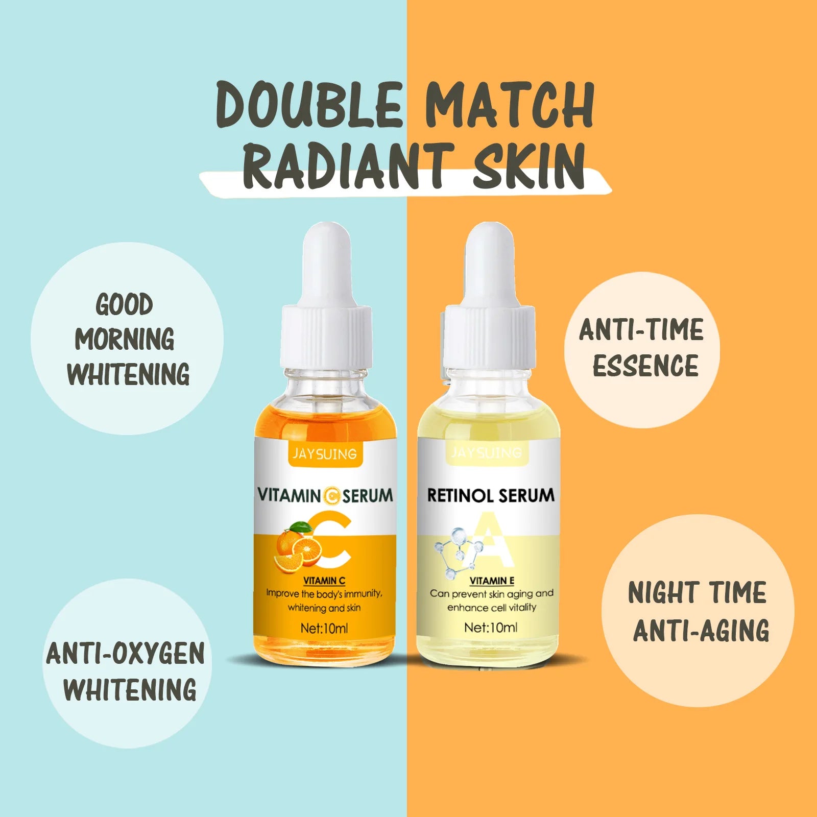 Vitamin C Brightening Serum with Retinol for Dark Spot Correction and Anti-Aging Benefits