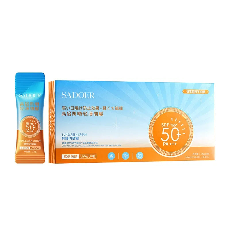 SPF50+ Sunscreen Cream Portable Protector Facial Sun Block Spf 50 Gel Isolation Lotion Face Suncream anti UV Products 100PCS