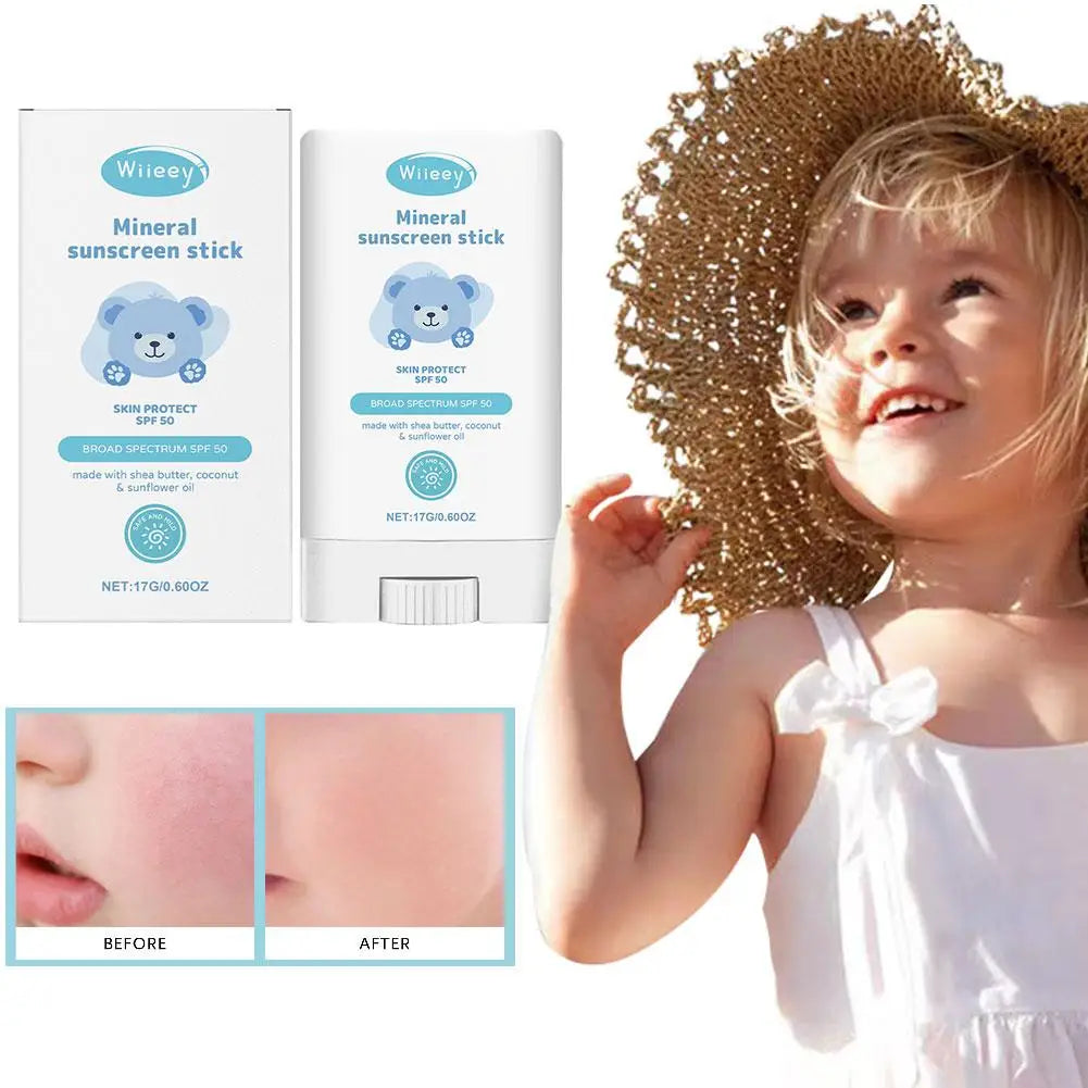 Kids SPF 50 Sunscreen Stick UV Isolation Safe Sun Cream for Children Baby Lightweight Water Resistant Moisturizing Sunscreen
