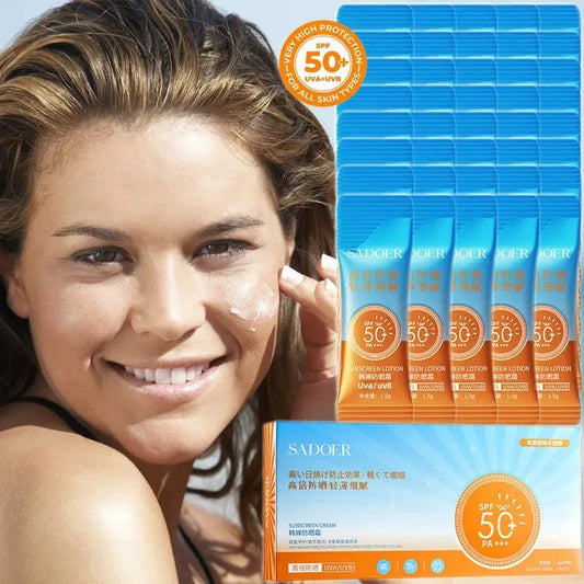 SPF50+ Sunscreen Cream Portable Protector Facial Sun Block Spf 50 Gel Isolation Lotion Face Suncream anti UV Products 100PCS