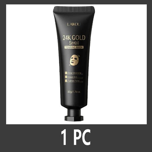 LAIKOU 24K Gold Snail Collagen Peel off Tearing Face Mask Deep Cleansing Remove Blackhead Face Care 50G