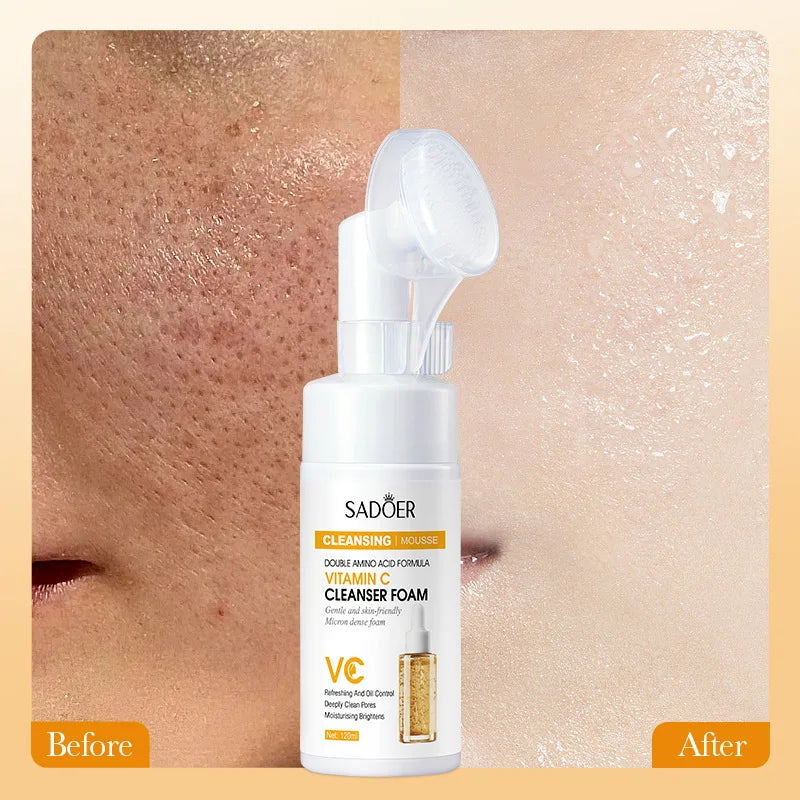 Vitamin C Cleansing Mousse Deep Clean Pores Oil Control Foaming Facial Cleanser Whitening Moisturizing Skin Care Product