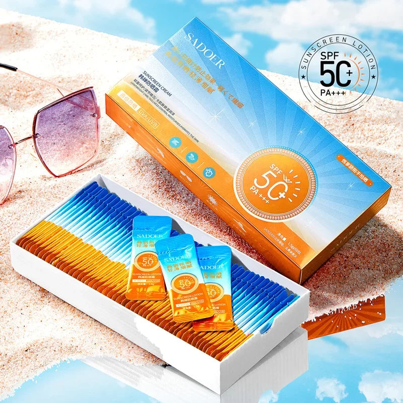 SPF50+ Sunscreen Cream Portable Protector Facial Sun Block Spf 50 Gel Isolation Lotion Face Suncream anti UV Products 100PCS
